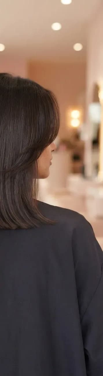 The same hair after a precision cut and blow-dry at Glowing Nest