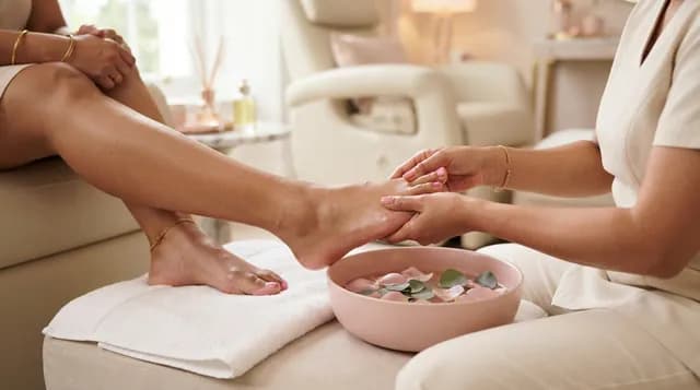 Pedicure and foot care treatment at the parlour